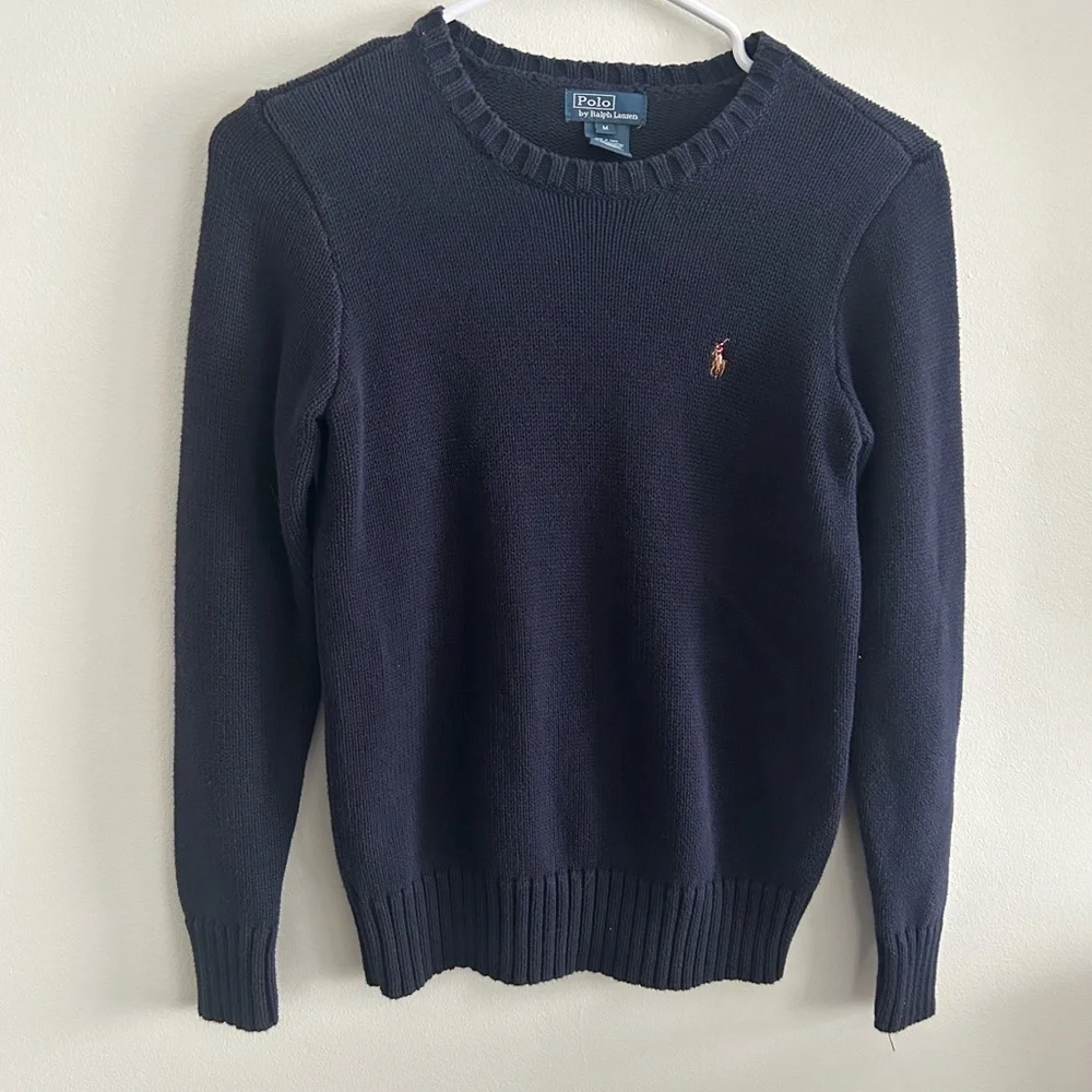 Polo Ralph Lauren Boys’ Navy Blue Cotton Crewneck Sweater